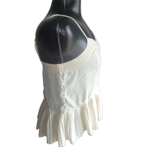 American Eagle Cream Lace Cami Top with Peplum Pleated Hemline S - Picture 3 of 6